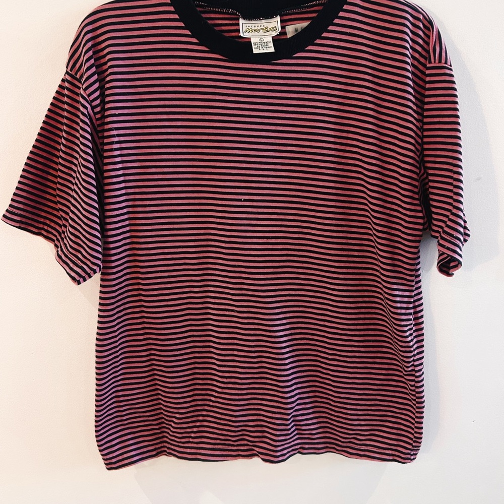Striped Black and Pink Ringer T-Shirt